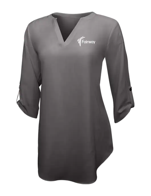 Dark Grey Womens 3/4 Sleeve Tunic Blouse w/Fairway Logo