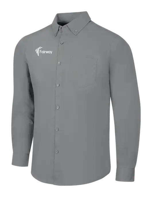 Medium Grey Long Sleeve Carefree Poplin Shirt w/Fairway Logo
