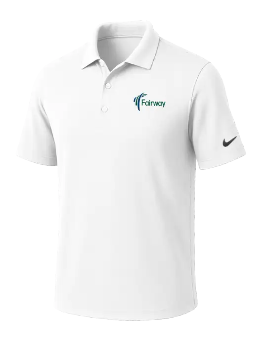NIKE White Dri-Fit Micro Pique Polo w/Fairway Logo