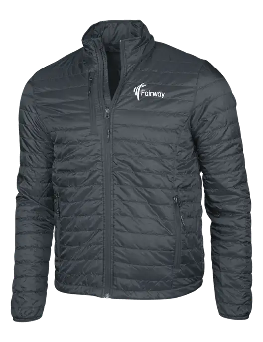 Dark Grey Puffy Packable Jacket w/Fairway Logo