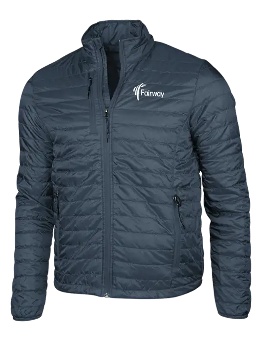Navy Puffy Packable Jacket w/Fairway Logo
