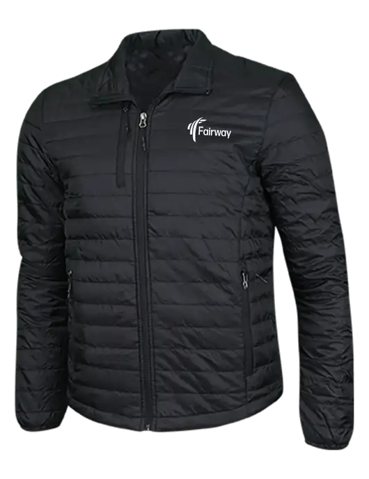 Deep Black Puffy Packable Jacket w/Fairway Logo