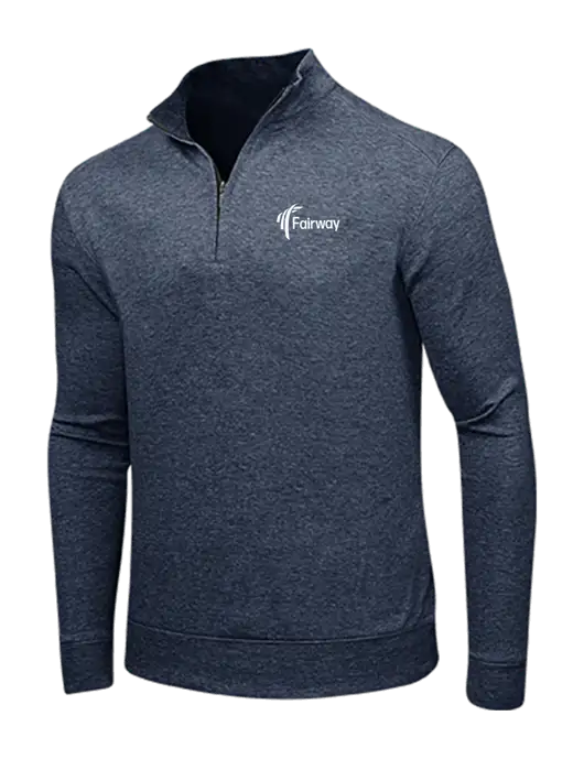 Estate Blue Heather/Charcoal Heather Interlock 1/4 Zip w/Fairway Logo