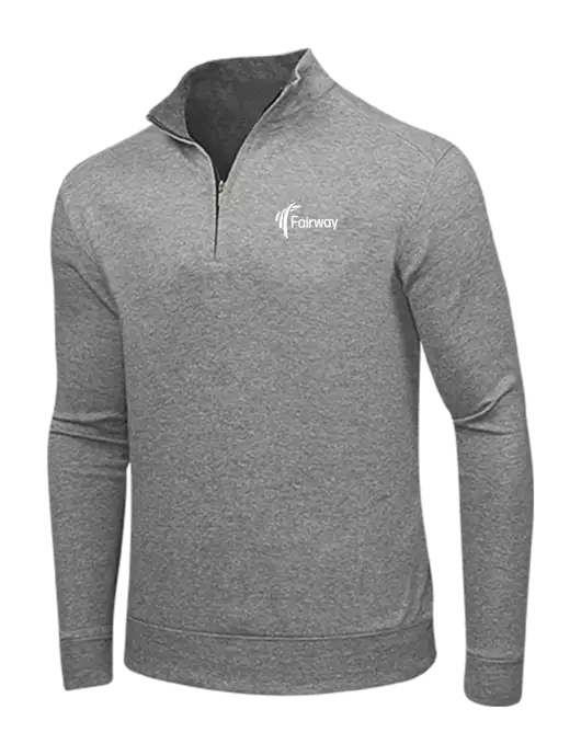 Medium Heather Grey/Charcoal Heather Interlock 1/4 Zip w/Fairway Logo