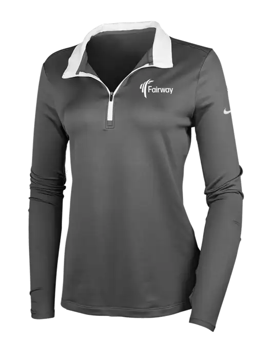 NIKE Dark Grey/White Womens Dry-Fit Stretch 1/2 Zip Cover-Up w/Fairway Logo