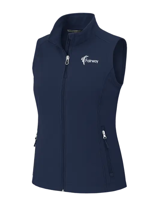 Navy Womens Core Soft Shell Vest w/Fairway Logo