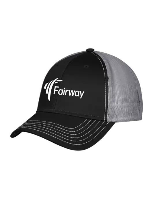 Black & Grey Mesh Trucker Cap Snap Back w/Fairway Logo