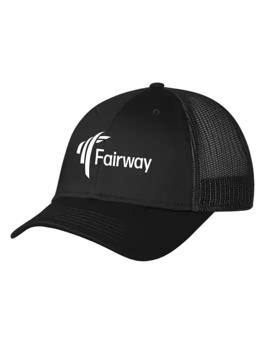 Black Mesh Trucker Cap Snap Back w/Fairway Logo
