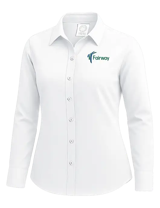 Brooks Brothers Womens White Wrinkle-Free Stretch Nailhead Shirt w/Fairway Logo