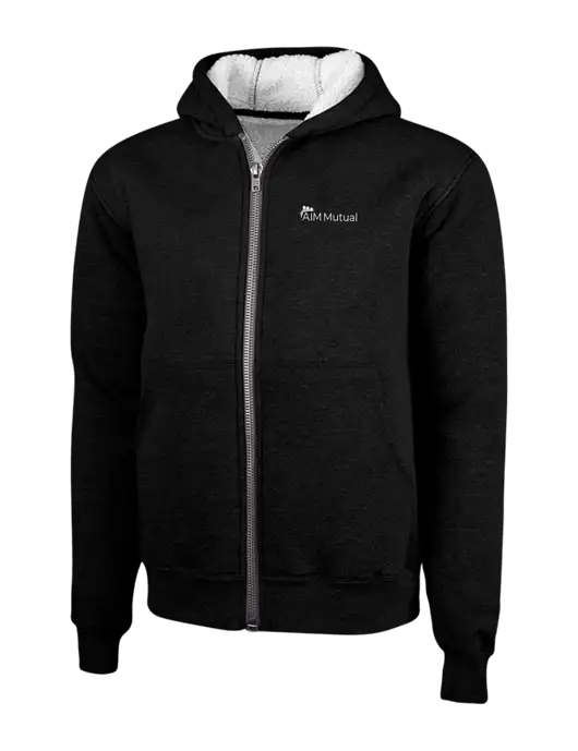 Cornerstone Black Heavyweight Sherpa Lined Hooded Fleece Jacket w/A.I.M. Mutual Logo