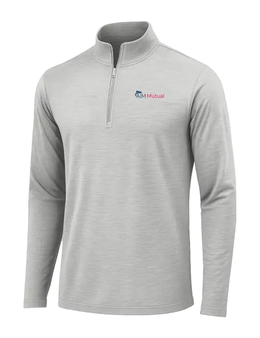 Light Grey Heather Posicharge Tri-Blend Wicking 1/4 Zip Pullover w/A.I.M. Mutual Logo