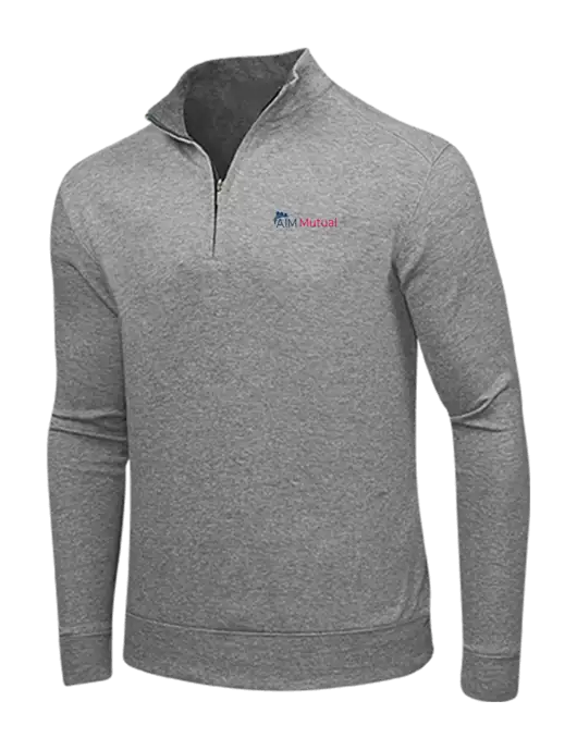 Medium Heather Grey/Charcoal Heather Interlock 1/4 Zip w/A.I.M. Mutual Logo