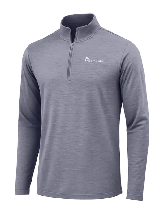 True Navy Heather Posicharge Tri-Blend Wicking 1/4 Zip Pullover w/A.I.M. Mutual Logo