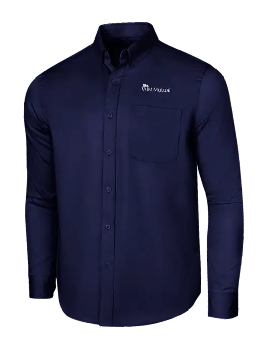 Long Sleeve Navy Superpro React Twill Shirt w/A.I.M. Mutual Logo