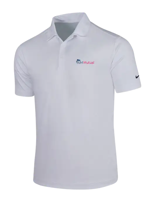 NIKE White Dri-Fit Vertical Mesh Polo w/A.I.M. Mutual Logo