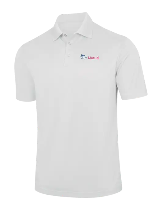 White Performance Fine Jacquard Polo w/A.I.M. Mutual Logo