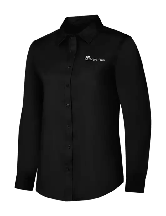 Womens Black Long Sleeve Superpro React Twill Shirt w/A.I.M. Mutual Logo