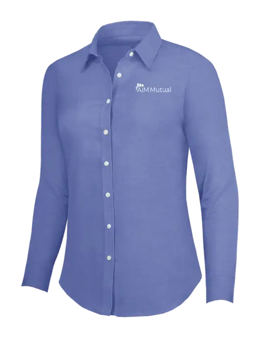 Navy Womens SuperPro Oxford Shirt w/A.I.M. Mutual Logo