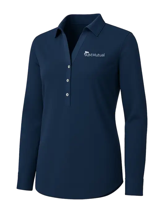 Womens Navy City Stretch Shirt w/A.I.M. Mutual Logo