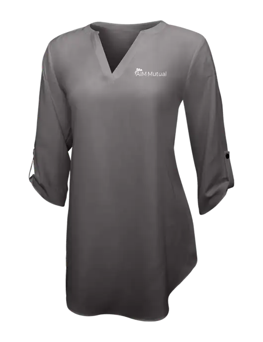 Dark Grey Womens 3/4 Sleeve Tunic Blouse w/A.I.M. Mutual Logo