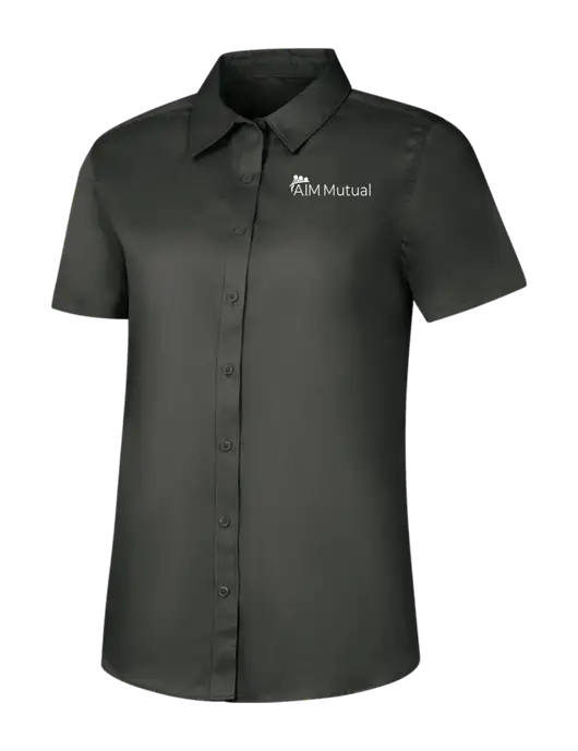 Womens Dark Grey Short Sleeve Superpro React Twill Shirt w/A.I.M. Mutual Logo