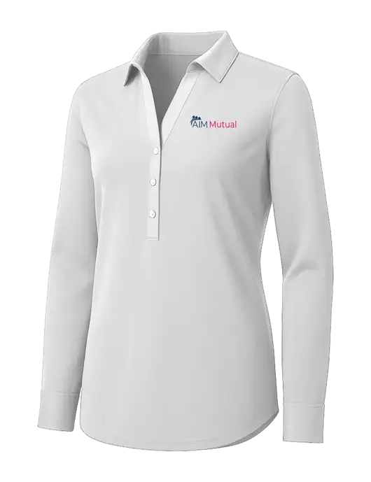 Womens White City Stretch Shirt w/A.I.M. Mutual Logo