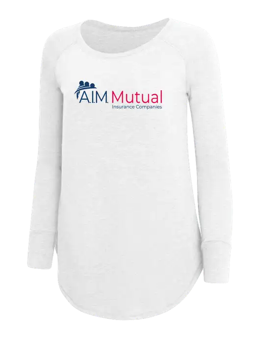 Womens Perfect Wide Collar Tunic Tri-Blend White 4.5 oz T-Shirt w/A.I.M. Mutual Logo