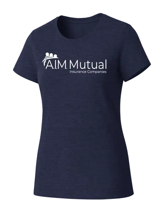 Womens Seriously Soft Heathered Navy T-Shirt w/A.I.M. Mutual Logo