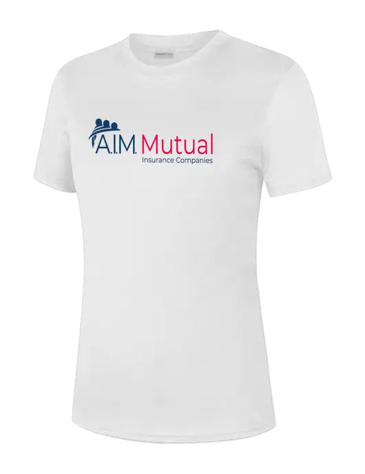  Womens White PosiCharge Competitor Tee w/A.I.M. Mutual Logo