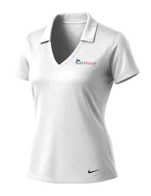 NIKE White Womens Dri-Fit Vertical Mesh Polo w/A.I.M. Mutual Logo