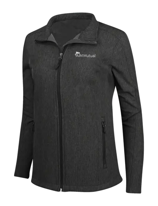 Black Charcoal Heather Womens Core Soft Shell Jacket w/A.I.M. Mutual Logo