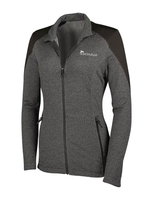 Medium Grey Heather Womens Grid Fleece Jacket w/A.I.M. Mutual Logo
