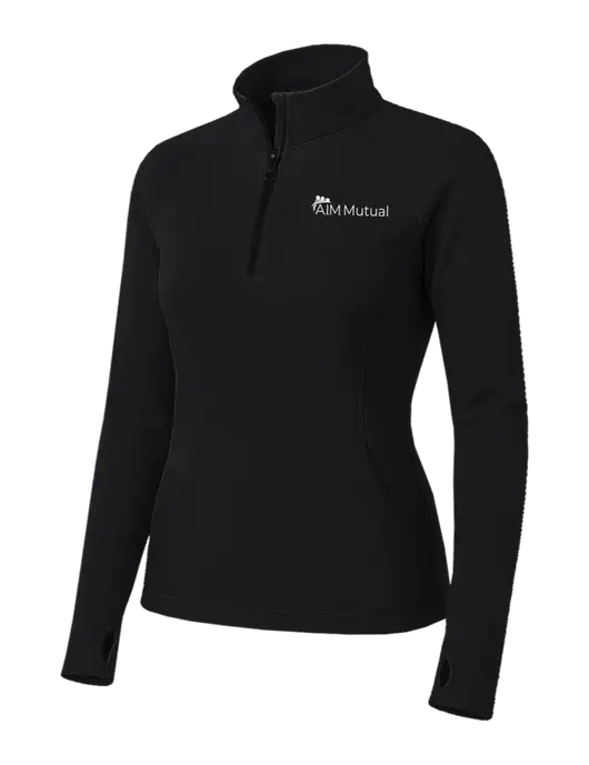 Womens Black Sport Wick Stretch 1/4 Zip Pullover w/A.I.M. Mutual Logo