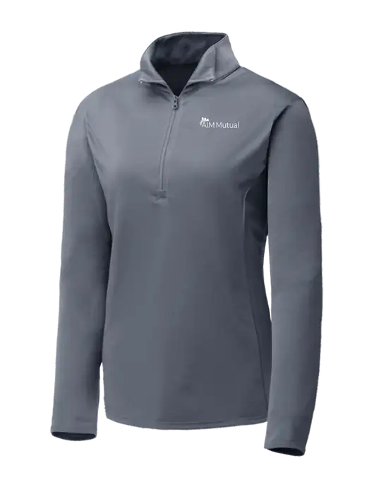 Medium Grey Womens Posicharge Competitor ¼ Zip Pullover w/A.I.M. Mutual Logo