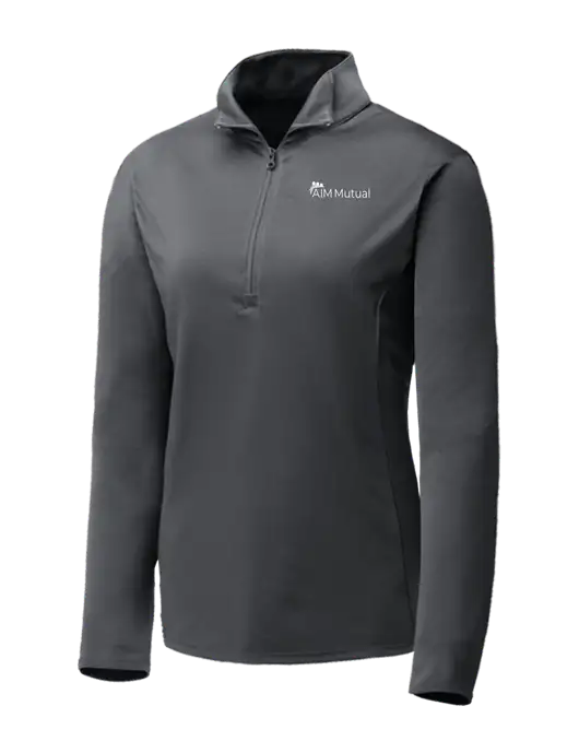 Dark Grey Womens Posicharge Competitor ¼ Zip Pullover w/A.I.M. Mutual Logo