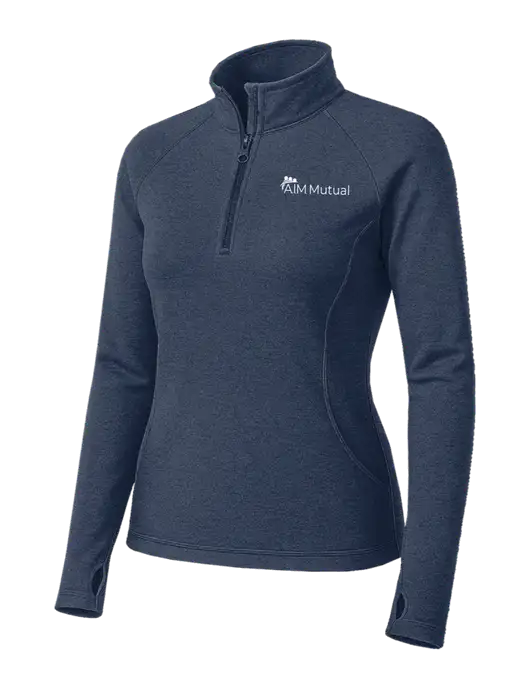 Navy Heather Womens Sport Wick Stretch 1/4 Zip Pullover w/A.I.M. Mutual Logo