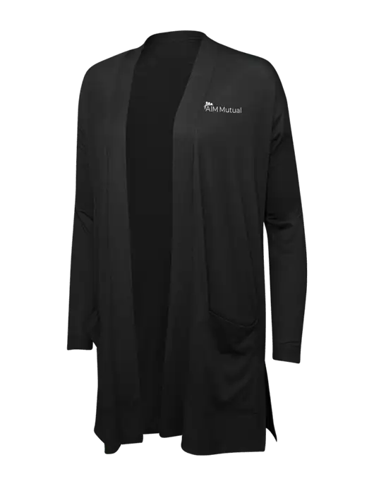 Black Womens Concept Long Pocket Cardigan w/A.I.M. Mutual Logo
