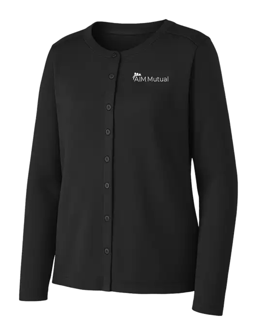Black Womens Concept Stretch Button-Front Cardigan Sweater w/A.I.M. Mutual Logo