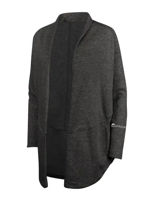Charcoal Heather/ Medium Heather Grey Womens Interlock Cardigan w/A.I.M. Mutual Logo