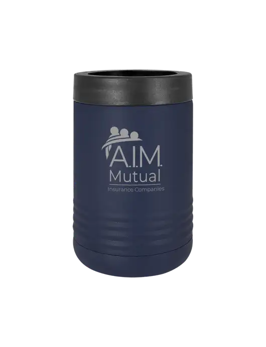 Polar Camel 12 oz Powder Coated Navy Vacuum Insulated Beverage Holder w/A.I.M. Mutual Logo