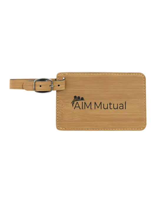 Bamboo Leatherette Luggage Tag w/A.I.M. Mutual Insurance Logo