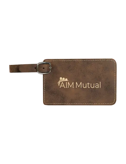 Rustic Leatherette Luggage Tag w/A.I.M. Mutual Insurance Logo