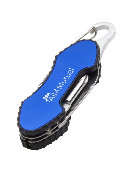 Blue 6 in 1 Tool with Carabiner w/A.I.M. Mutual Insurance Logo