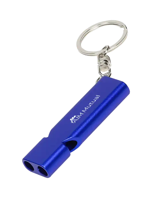 Quick Alert Blue Safety Whistle w/A.I.M. Mutual Insurance Logo