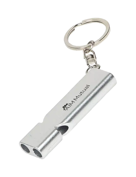 Quick Alert Silver Safety Whistle w/A.I.M. Mutual Insurance Logo