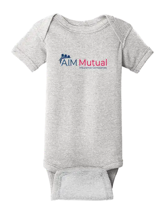 Rabbit Skins Light Grey Heather Infant Short Sleeve Baby Rib Bodysuit w/A.I.M. Mutual Logo
