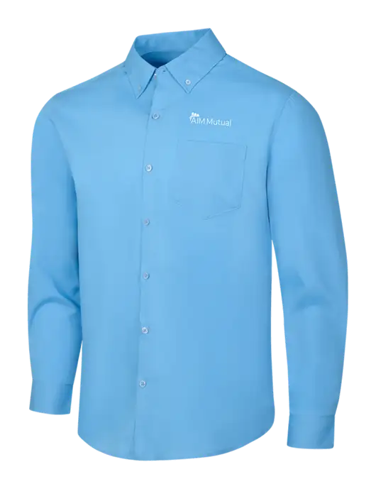Carolina Blue Long Sleeve Carefree Poplin Shirt w/A.I.M. Mutual Logo