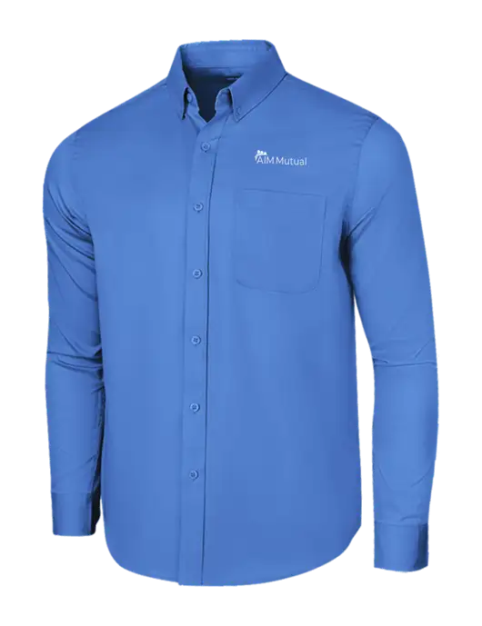 Long Sleeve Dark Carolina Blue Superpro React Twill Shirt w/A.I.M. Mutual Logo
