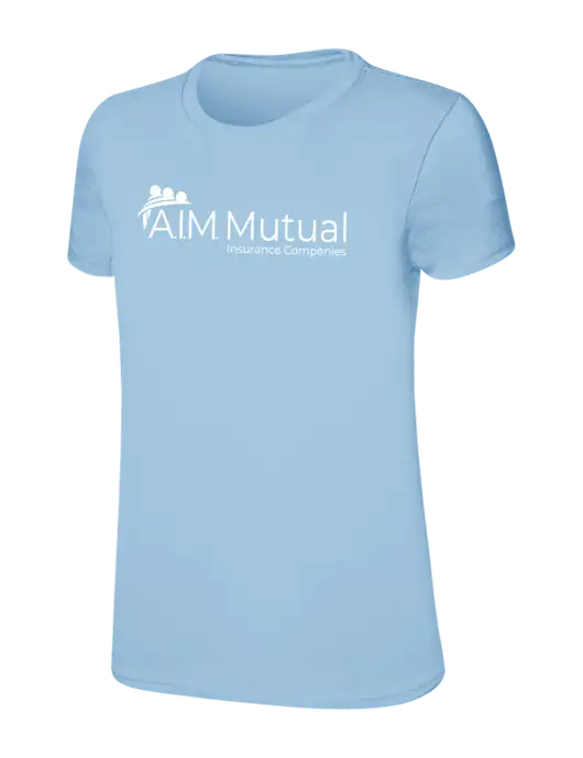 Womens Ring Spun Light Blue 4.5 oz T-Shirt w/A.I.M. Mutual Logo