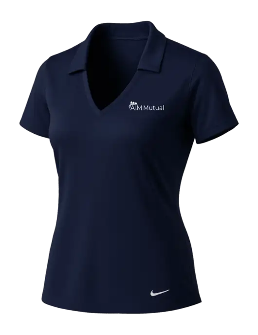 NIKE Dark Navy Womens Dri-Fit Vertical Mesh Polo w/A.I.M. Mutual Logo
